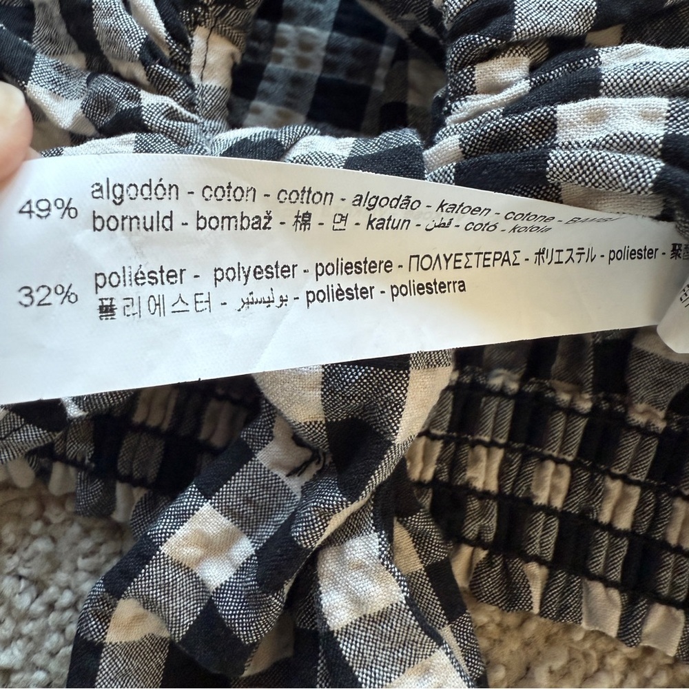 ZARA Women's Black & White Gingham Check Tie Front Key Hole Crop Top M Festival - Picture 11 of 11